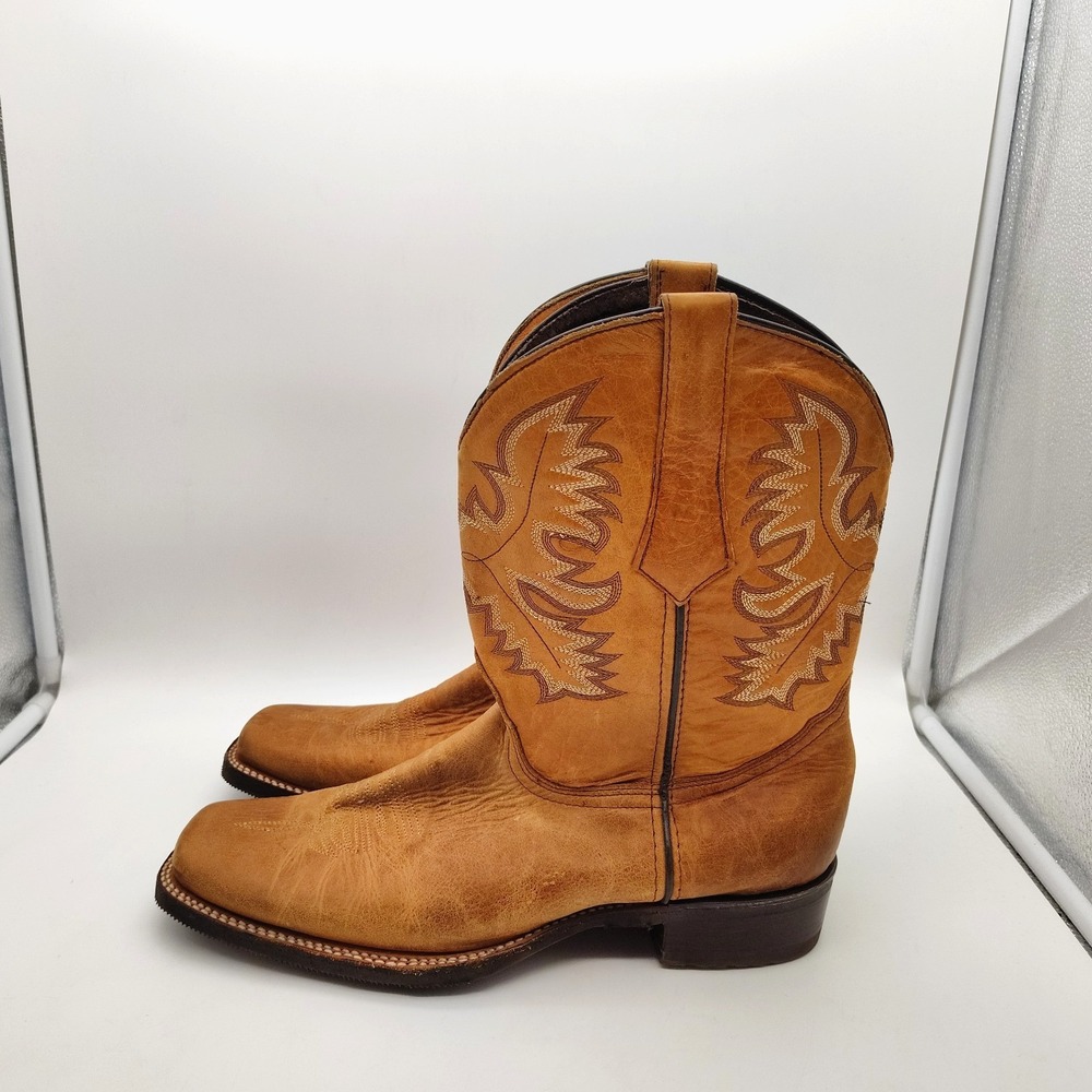 Texas Legacy Brown Leather Square Toe Cowboy Western Boots Mens 13 Mex 32